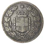 Casa Savoia. Umberto I. Lira 1886. Ag. MB+. 