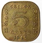 Monete Estere. Ceylon. Giorgio VI. 5 cents ... 