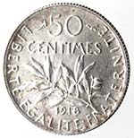 Monete Estere. Francia. 50 Centesimi 1918. ... 