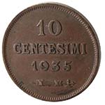 San Marino. 10 Centesimi 1935. Ae. BB+.