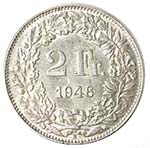 Monete Estere. Svizzera. 2 Franchi 1946. Ag ... 