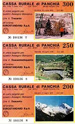 Miniassegni. Cassa Rurale di Panchià. Serie ... 