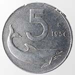 Repubblica Italiana. 5 lire 1956. It. Gig ... 