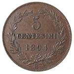 San Marino. 5 Centesimi 1894. Ae. Gig. ... 