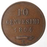 San Marino. 10 Centesimi 1894. Ae. BB.