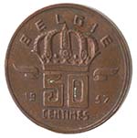 Monete Estere. Belgio. 50 Centesimi 1957. ... 