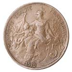 Monete Estere. Francia. 5 Centimes 1912. Ae. ... 