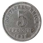 Monete Estere. Germania. 5 Pfennig 1920. Fe. ... 