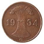 Monete Estere. Germania. ReichsPfennig 1934. ... 