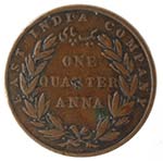 Monete Estere. India. 1/4 di Anna 1835. Ae. ... 