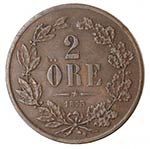 Monete Estere. Svezia. Oscar II. 2 Ore 1873. ... 