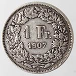 Monete Estere. Svizzera. 1 Franco 1907. Ag. ... 