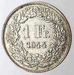 Monete Estere. Svizzera. 1 Franco 1944. Ag. ... 
