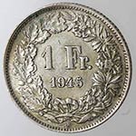 Monete Estere. Svizzera. 1 Franco 1945. Ag. ... 