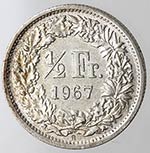 Monete Estere. Svizzera. Mezzo Franco 1967. ... 