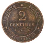 Monete Estere. Francia. 2 Centimes 1878A. ... 