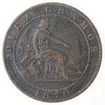 Monete Estere. Spagna. 10 Centimos 1870. Ae. ... 