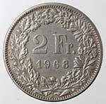 Monete Estere. Svizzera. 2 Franchi 1968 B. ... 