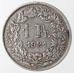 Monete Estere. Svizzera. 1 Franco 1921. Ag. ... 