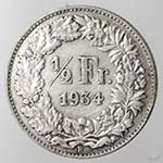 Monete Estere. Svizzera. Mezzo Franco 1934. ... 