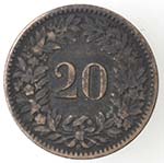 Monete Estere. Svizzera. 20 Rappen 1859. Mi. ... 