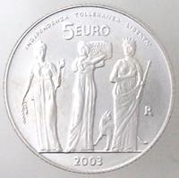 San Marino. 5 Euro 2003. Ag. Peso gr. 18,08. ... 