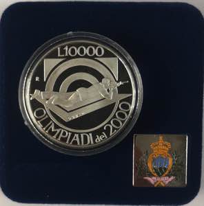 San Marino. 10.000 lire 1999. Ag. Olimpiade ... 