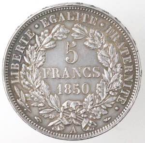 Monete Estere. Francia. 5 Franchi 1850A. ... 
