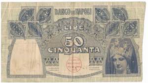 Banconote. Banco di Napoli. 50 Lire Rosa. ... 