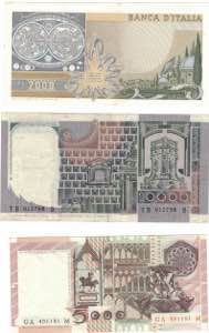 Banconote. Repubblica Italiana. Lotto di 3 ... 