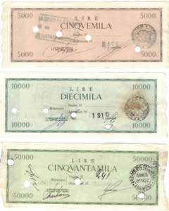 Banconote. Repubblica Italiana. C. D. P. ... 