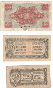 Banconote. Estere. Jugoslavia. 10 e 1 Dinaro ... 