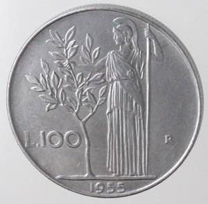 Repubblica Italiana. 100 lire 1955. Ac. Gig. ... 