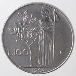 Repubblica Italiana. 100 lire 1964. Ac. Gig. ... 