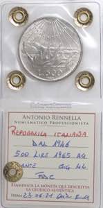 Repubblica Italiana. 500 Lire 1965 Dante. ... 
