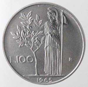 Repubblica Italiana. 100 lire 1965. Ac. Gig. ... 