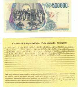 Cartamoneta. Repubblica Italiana. 500000 ... 
