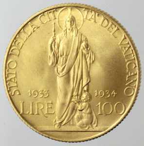 Vaticano. Pio XI. 1922-1938. 100 lire del ... 