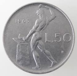 Repubblica Italiana. 50 lire 1963. Ac. Gig. ... 