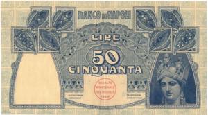 Cartamoneta. Banco di Napoli. 50 Lire ... 
