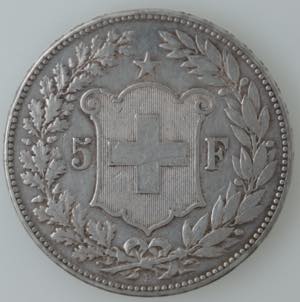 Monete Estere. Svizzera. 5 Franchi 1890. Ag. ... 