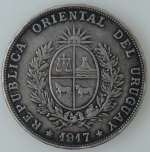 Monete Estere. Uruguay. 1 Peso 1917. Ag. Km. ... 