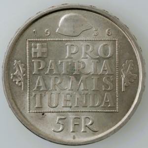 Monete Estere. Svizzera. 5 Franchi 1936. Ag. ... 