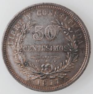 Monete Estere. Uruguay. 50 Centimos 1877. ... 