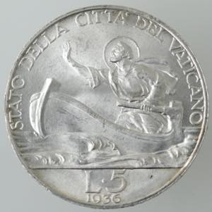 Vaticano. Pio XI. 1922-1938. 5 Lire 1936. A. ... 