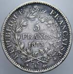 Monete Estere. Francia. 5 Franchi 1873 A. ... 