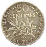 Monete Estere. Francia. 50 Centimes 1915. ... 