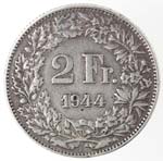 Monete Estere. Svizzera. 2 Franchi 1944. Ag. ... 