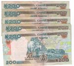 Cartamoneta. Nigeria. 5 pezzi del 200 Naira ... 