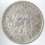 Monete Estere. Francia. 5 Franchi 1963. Ag. ... 